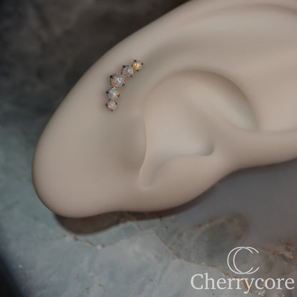 Prong Set White Opal Arc-  Titanium Threaded attachment