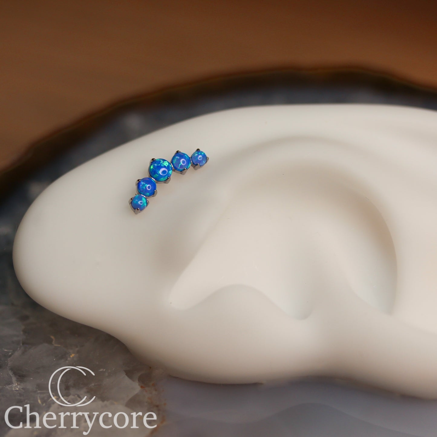 Prong Set Capri Opal Arc-  Titanium Threaded attachment