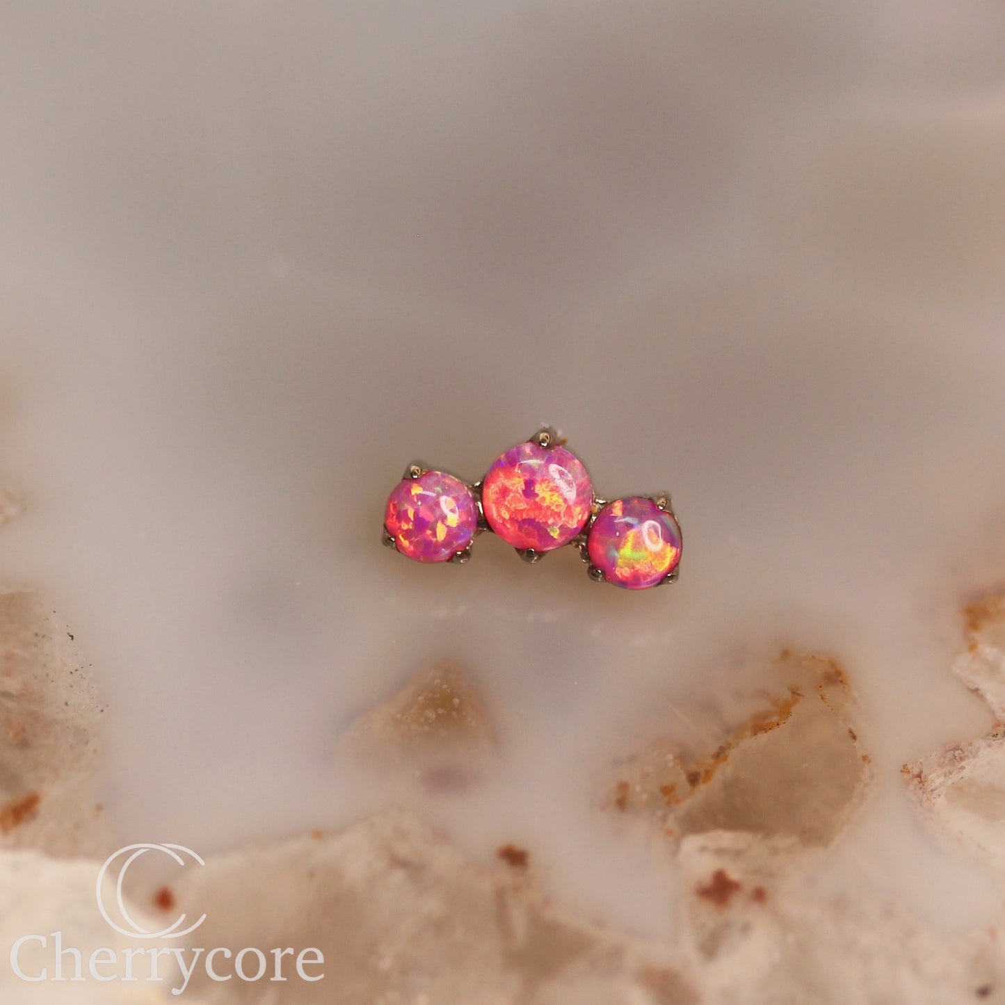 Prong Set Bubblegum Opal Mini Arc -  Titanium Threaded attachment