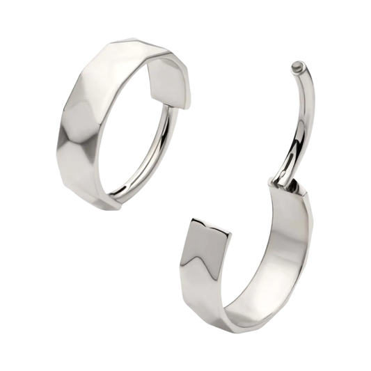 Titanium Hammered Cuff Style Hinge Ring