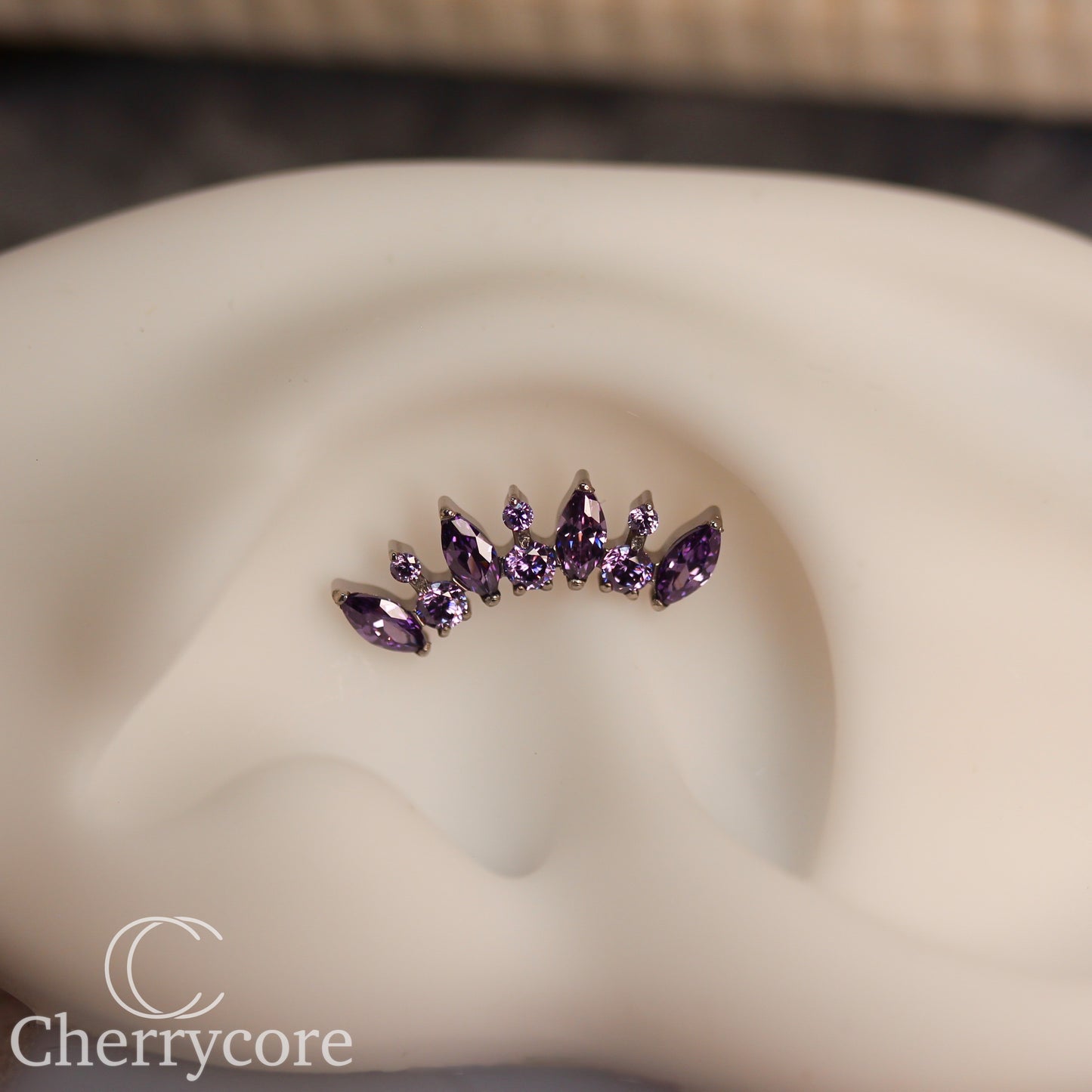 Alternating Marquise & Brilliant Cut Arc  - Amtheyts -CZ- Threaded attachment
