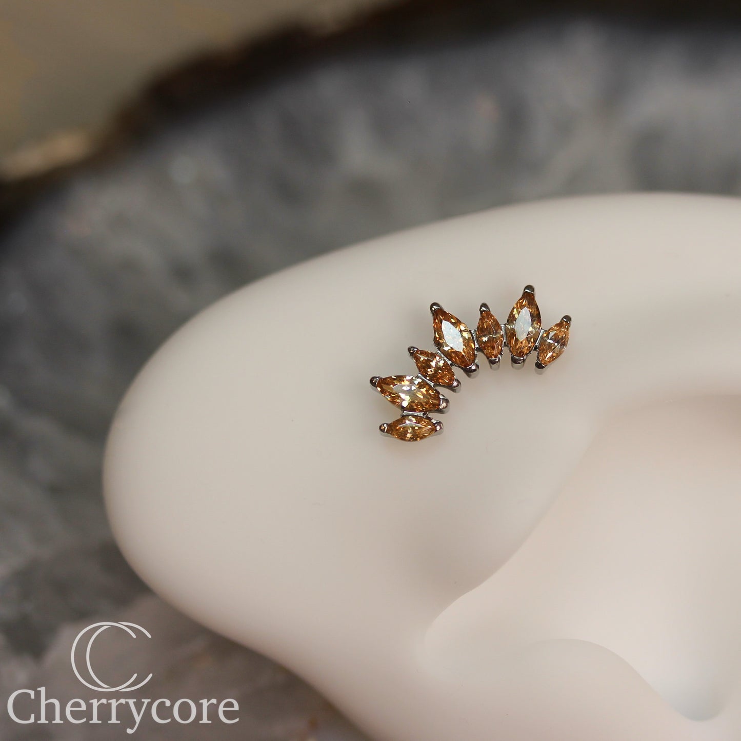 Alternating Marquise Arc -Champange CZ- Threaded attachment