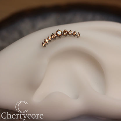 Prong Set Champagne CZ 9 Gem Arc- Threaded attachment