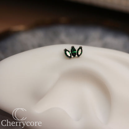 Mini Marquise Fan -Emerald CZ - Titanium Threaded Attachment