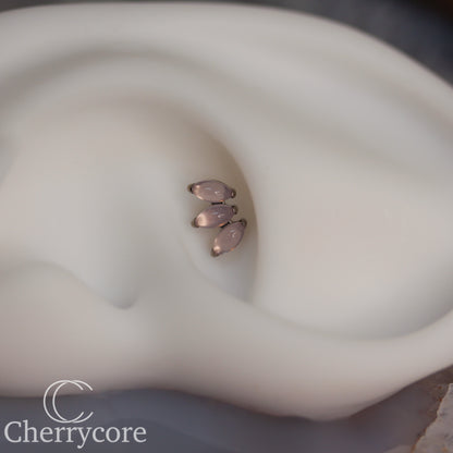Mini Marquise Fan -Rose Quartz - Titanium Threaded Attachment