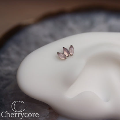 Mini Marquise Fan -Rose Quartz - Titanium Threaded Attachment