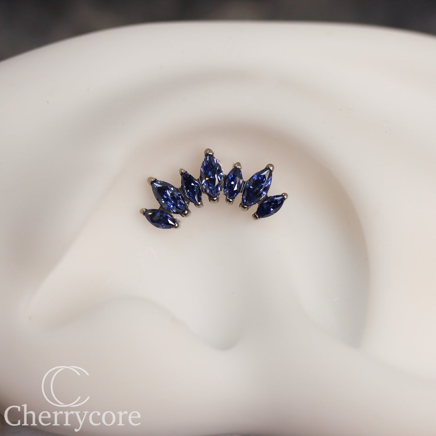 Alternating Marquise Arc -Sapphire CZ- Threaded attachment