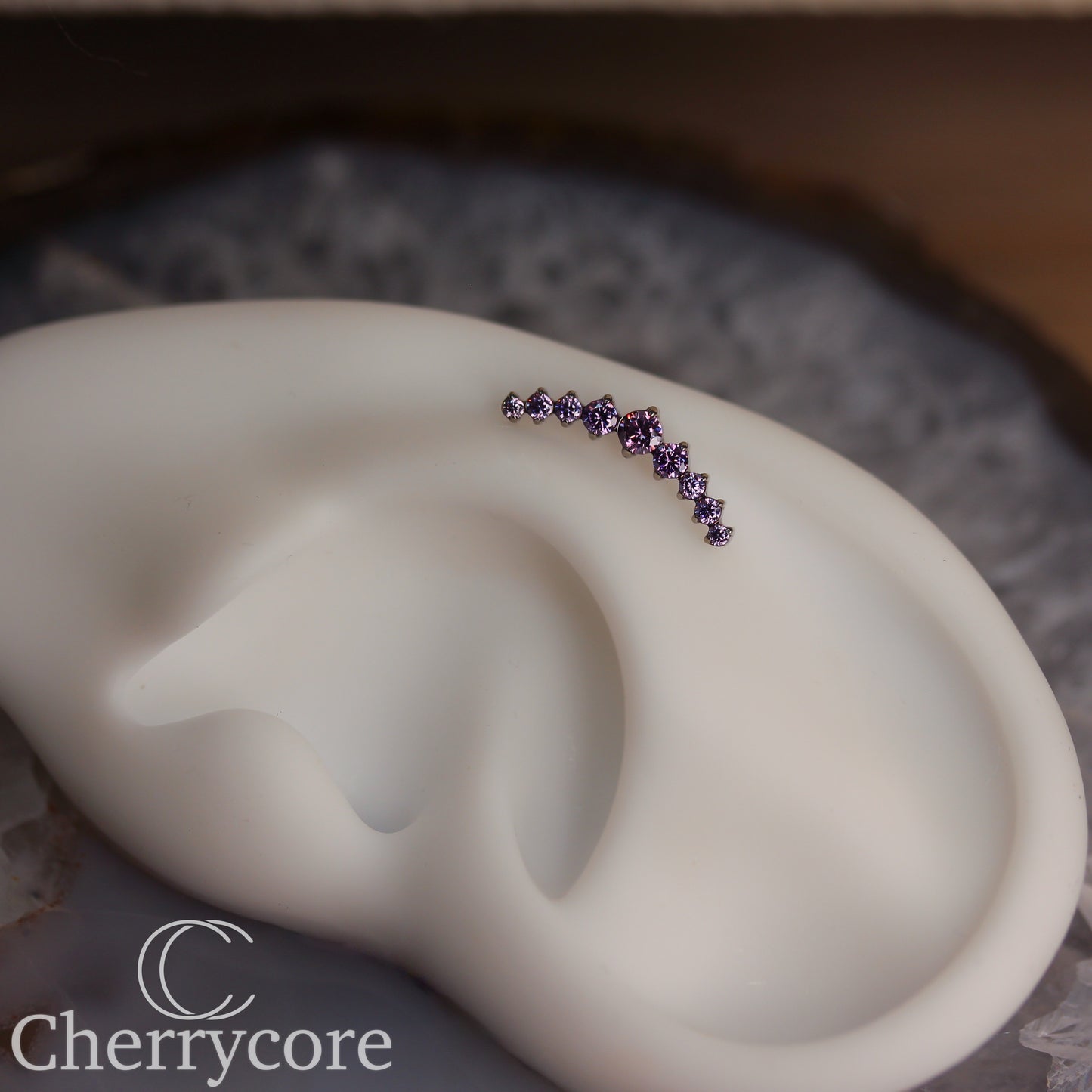 Prong Set Amethyst CZ 9 Gem Arc- Threaded attachment