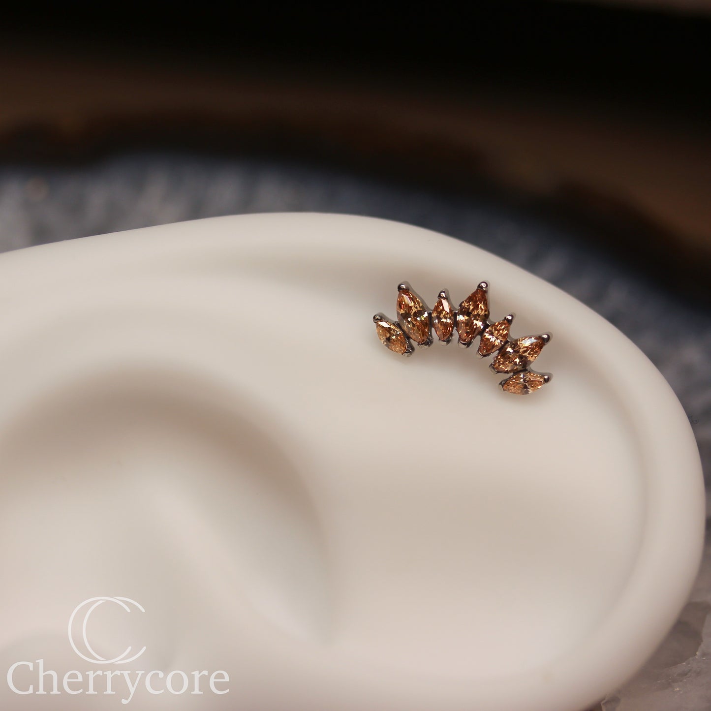 Alternating Marquise Arc -Champange CZ- Threaded attachment