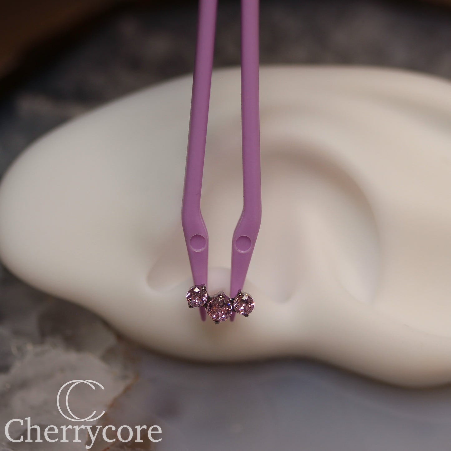 Prong Set Pink Cz Mini Arc -  Titanium Threaded attachment