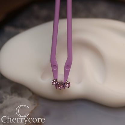 Prong Set Pink Cz Mini Arc -  Titanium Threaded attachment