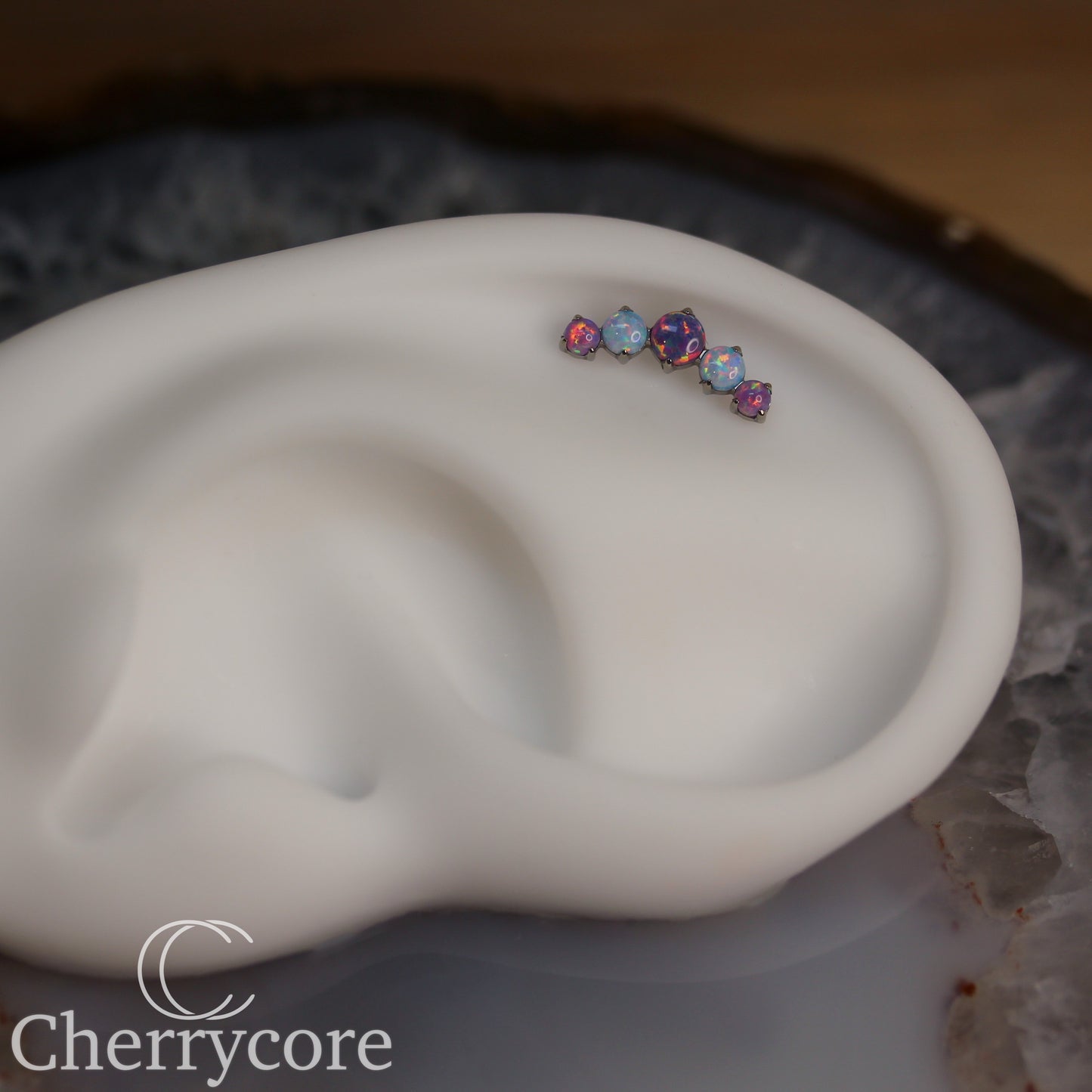 Prong Set Lilac & Lavender Opal Arc -  Titanium Threaded attachment