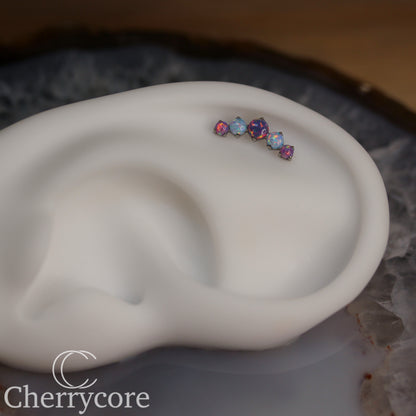 Prong Set Lilac & Lavender Opal Arc -  Titanium Threaded attachment