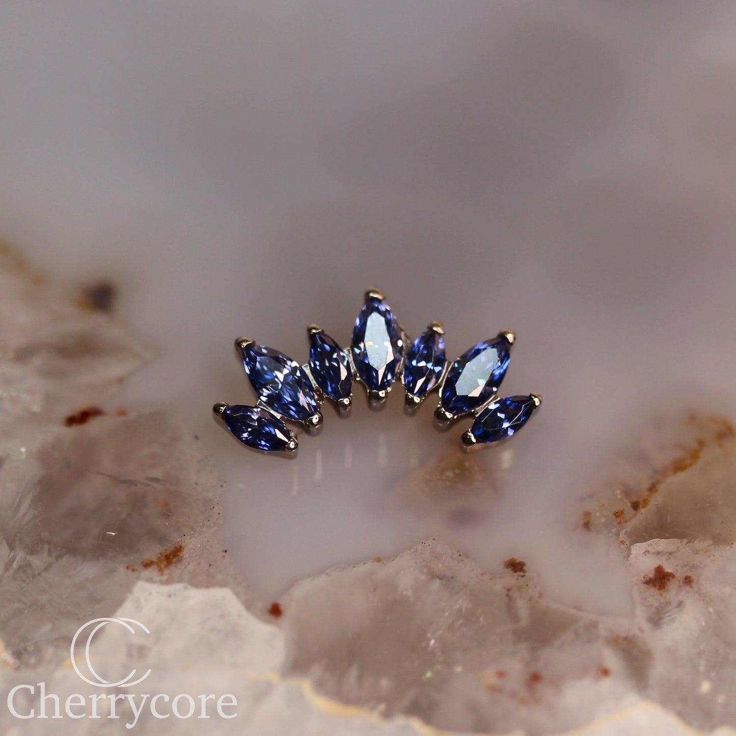 Alternating Marquise Arc -Sapphire CZ- Threaded attachment