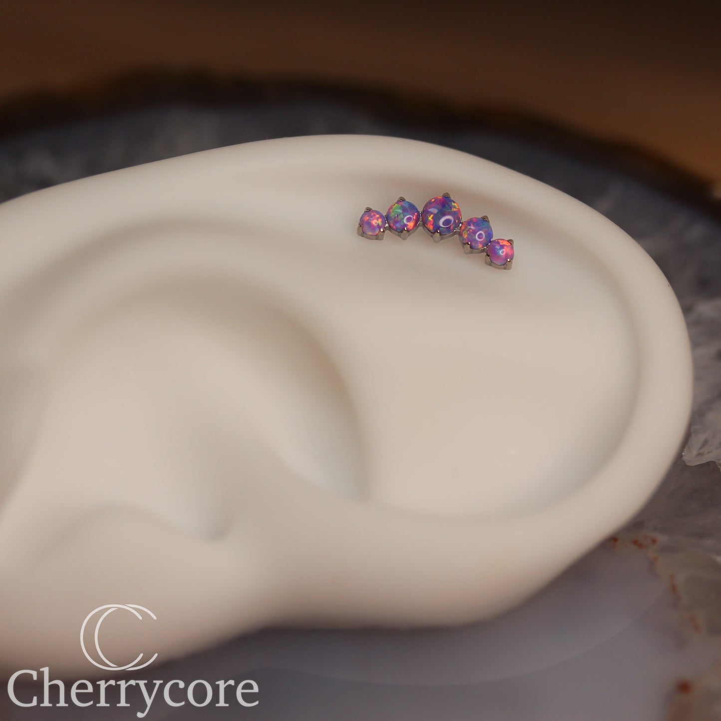 Prong Set Lavender Opal Arc -  Titanium Threaded attachment