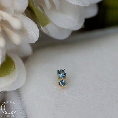 Bebe - Genuine London Blue Topaz- 14k Yellow Gold Threadless Attachment