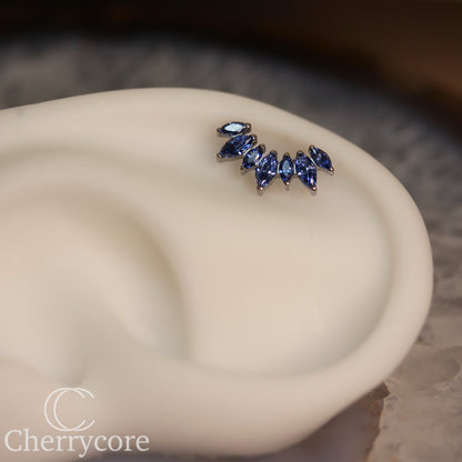 Alternating Marquise Arc -Sapphire CZ- Threaded attachment