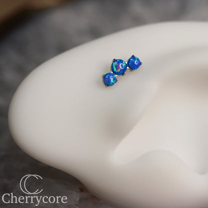 Prong Set Capri Blue Opal Mini Arc -  Titanium Threaded attachment