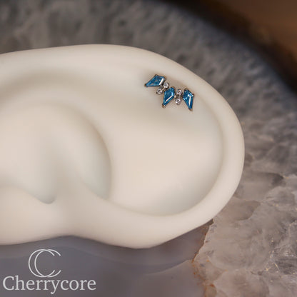 Empress Arc- Aqua & CZ- Threaded attachment