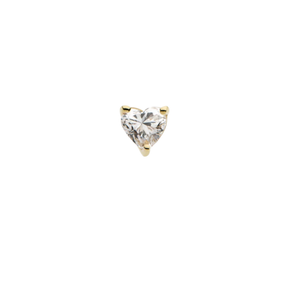 14k Prong Set Heart Gem Threadless Attachment