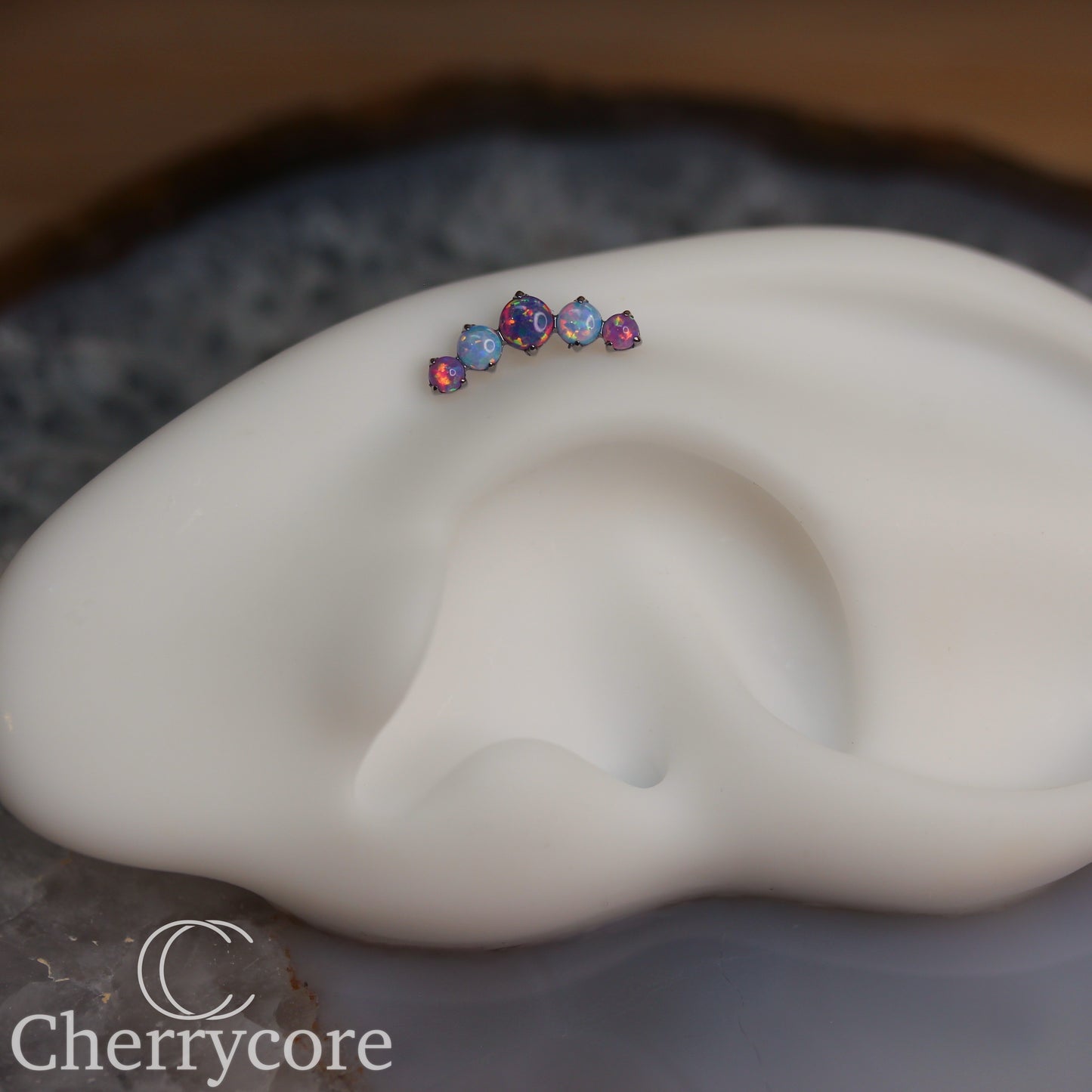 Prong Set Lilac & Lavender Opal Arc -  Titanium Threaded attachment