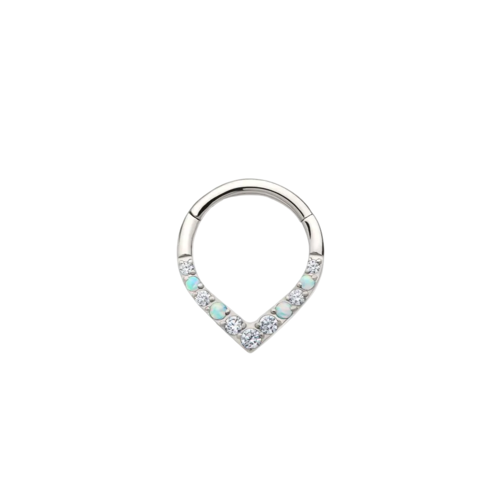 Titanium Pear shaped Prong Set Gem Hinge Ring