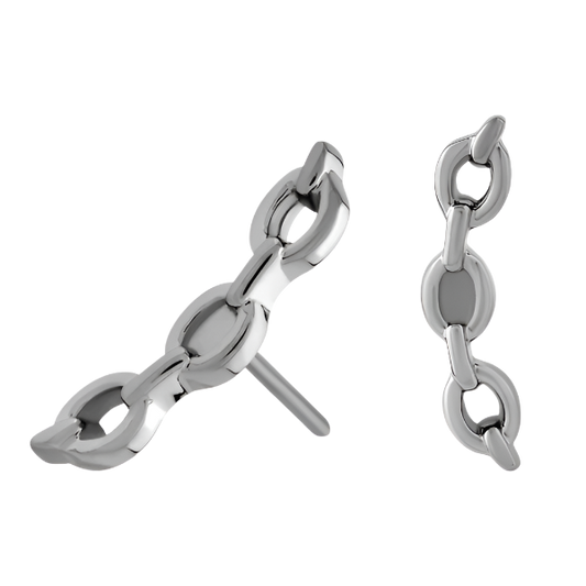 Curved Chain - 14k White Gold- Threadless Attachment