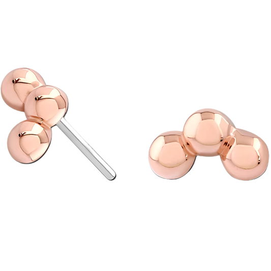 3 Bead Arc - 14k Rose gold- Threadless Attachment