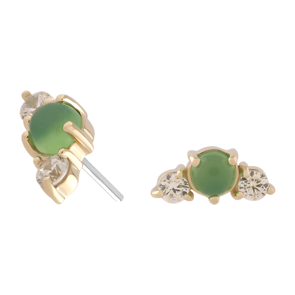 Croissant -Genuine Chrysoprase and CZ- Threadless attachment