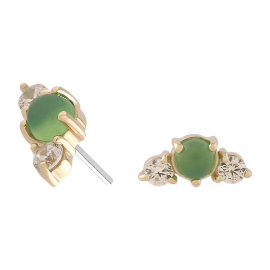 Croissant -Genuine Chrysoprase and CZ- Threadless attachment