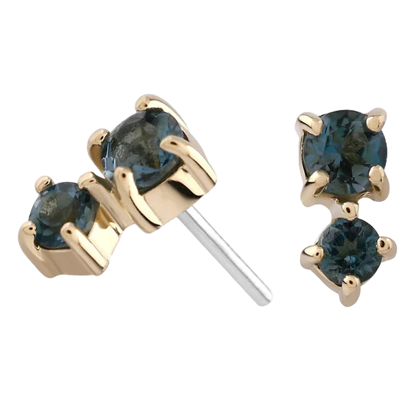 Bebe - Genuine London Blue Topaz- 14k  Gold Threadless Attachment