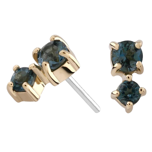 Bebe - Genuine London Blue Topaz- 14k  Gold Threadless Attachment