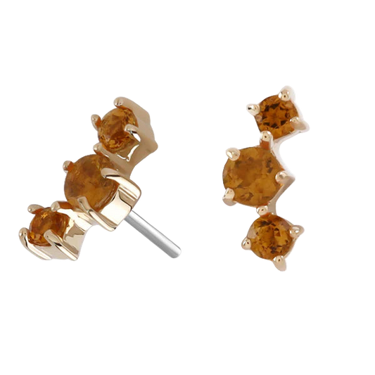 Three Sisters- Genuine Citrine- Threadless Attachment