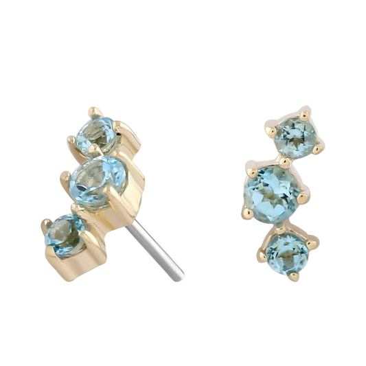 Three Sisters- London Blue Topaz- Threadless Attachment