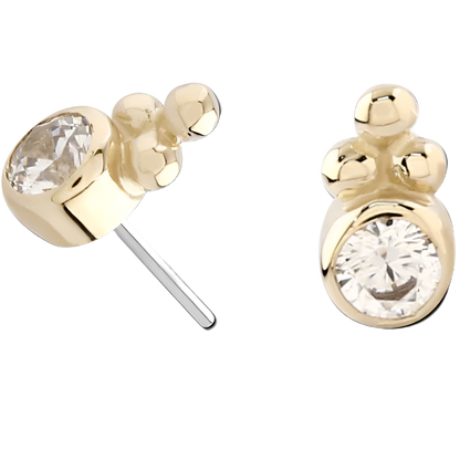 Lab Diamond Bezel Tribead Duo- 14k Yellow Gold- Threadless Attachment