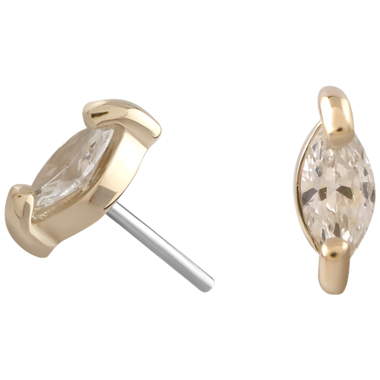 14k Lab Diamond Marquise -Threadless Attachment