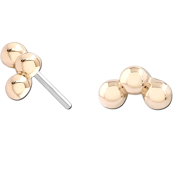 3 Bead Arc - 14k Yellow gold- Threadless Attachment