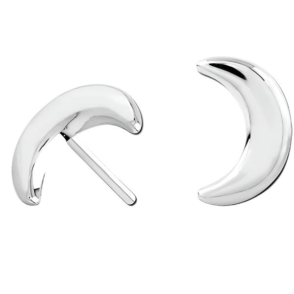 Moon - 14k White Gold- Threadless Attachment