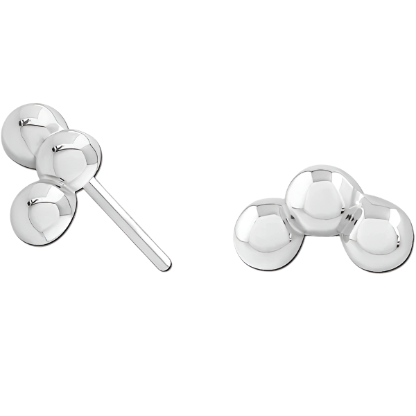 3 Bead Arc - 14k White gold- Threadless Attachment