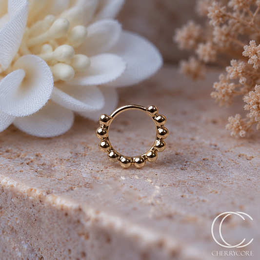 Granulated Hoop- 14k Yellow Gold