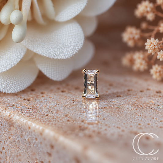 14k Baguette cut CZ -Threadless  Attachment