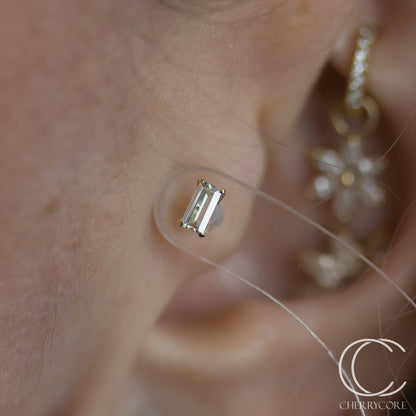 14k Baguette cut CZ -Threadless  Attachment