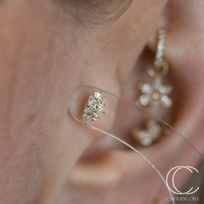 14k Gold - Accent Marquise Fan-Threadless attachment