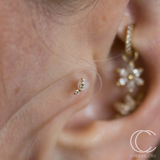 14k Gold- Mini Arc- Yellow Gold -Threadless Attachment