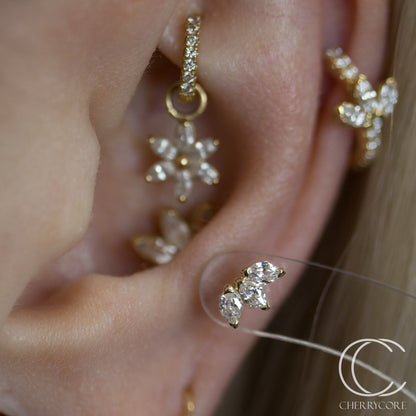 14k Moval Fan - Yellow Gold -Threadless attachment