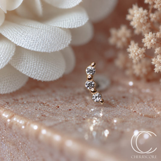 14k Gold- Mini Arc- Yellow Gold -Threadless Attachment