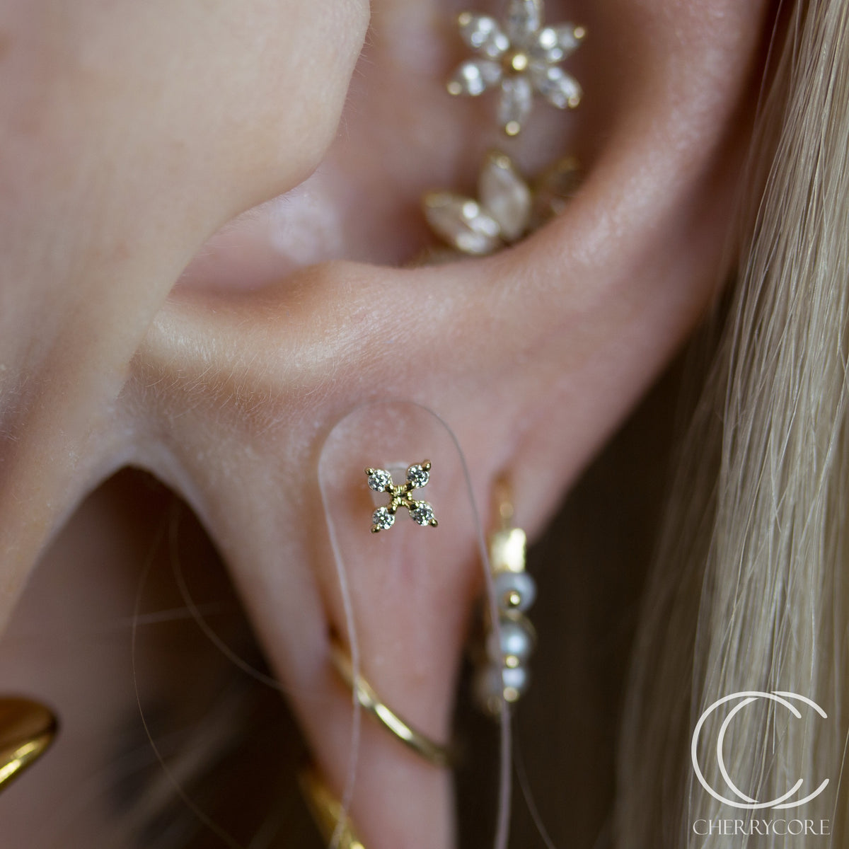 Flora - 14k Yellow Gold- Threadless attachment