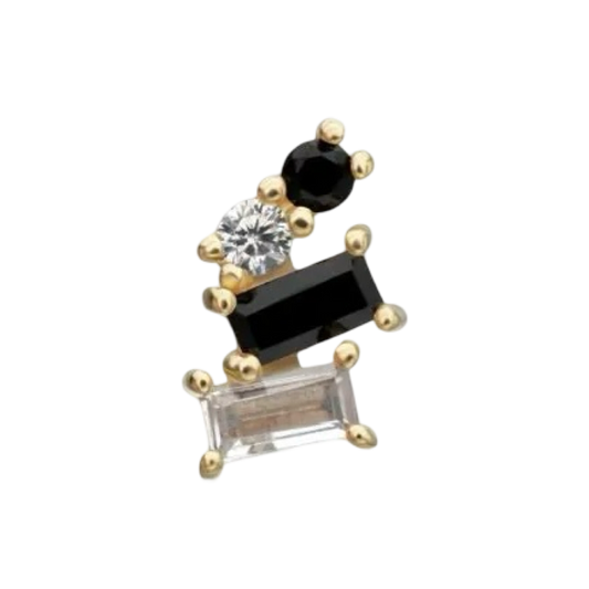 14k- Isaria - Black CZ -Threadless attachment