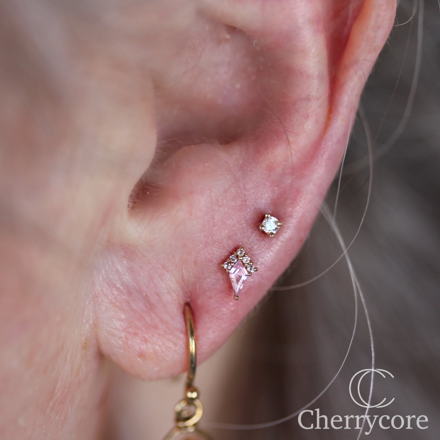 14k- Aurora Point- Pink CZ -Threadless attachment