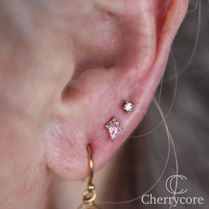 14k- Aurora Point- Pink CZ -Threadless attachment
